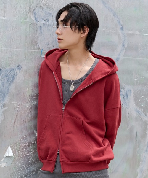 WEGO(ウィゴー)の「WEGO/【26年秋冬新作】ショートZIPパーカー(パーカー・メンズ・杢グレー/ワイン/ブラック・MEDIUM/LARGE)」の13枚目の写真