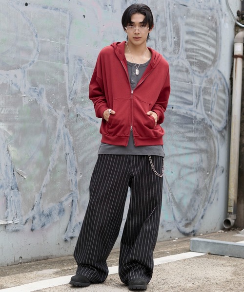 WEGO(ウィゴー)の「WEGO/【26年秋冬新作】ショートZIPパーカー(パーカー・メンズ・杢グレー/ワイン/ブラック・MEDIUM/LARGE)」の14枚目の写真