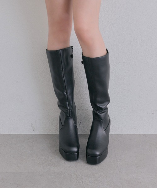 OLIVE des OLIVE(オリーブデオリーブ)の「ベロアリボンロングブーツ(ブーツ・レディース・ブラック/アイボリー・LARGE/MEDIUM/SMALL)」の11枚目の写真