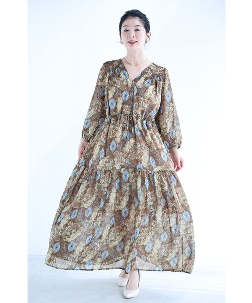 cawaii(カワイイ)の「オリエンタルな深みカラーペイズリーロングワンピース(ワンピース・レディース・ブラウン・FREE)」の18枚目の写真