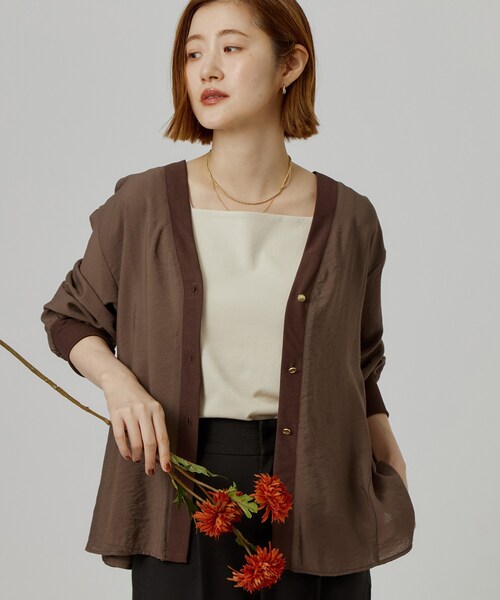 grove(グローブ)の「シアーシャツカーディガン(カーディガン/ボレロ・レディース・ブラウン系その他/オフホワイト/ブラック/ブルー・05/02/04/03)」の3枚目の写真