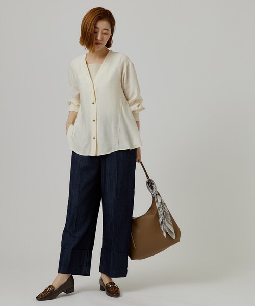 grove(グローブ)の「シアーシャツカーディガン(カーディガン/ボレロ・レディース・ブラウン系その他/オフホワイト/ブラック/ブルー・05/02/04/03)」の5枚目の写真