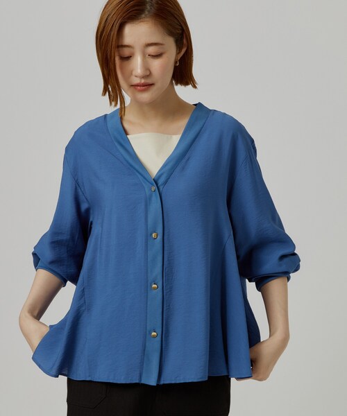 grove(グローブ)の「シアーシャツカーディガン(カーディガン/ボレロ・レディース・ブラウン系その他/オフホワイト/ブラック/ブルー・05/02/04/03)」の15枚目の写真