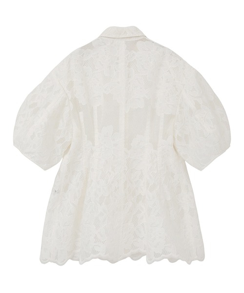 CLANE(クラネ)の「【CLANE/クラネ】FLOWER LACE WAIST SHAPE TOPS/フラワーレースウエストシェイプトップス(シャツ/ブラウス・レディース・ホワイト/ブラック・1)」の3枚目の写真
