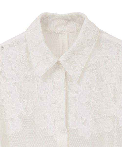 CLANE(クラネ)の「【CLANE/クラネ】FLOWER LACE WAIST SHAPE TOPS/フラワーレースウエストシェイプトップス(シャツ/ブラウス・レディース・ホワイト/ブラック・1)」の4枚目の写真