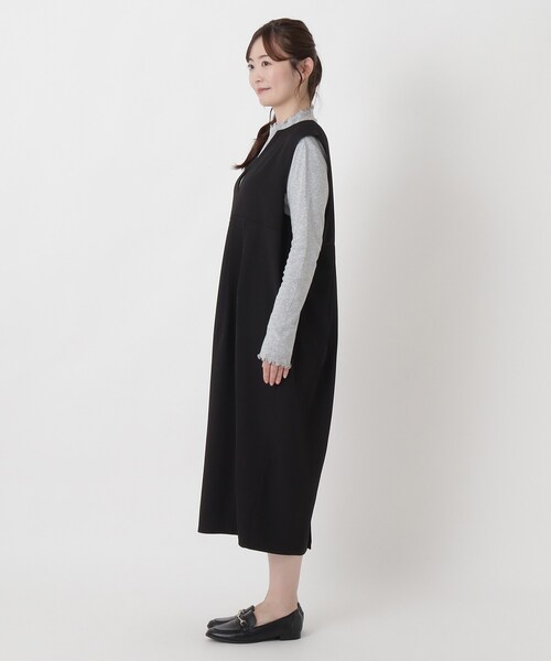 one'sterrace（ワンズテラス）の「ポリツイル キーネックコクーンワンピース（ワンピース・レディース・ブラック系8・02）」の4枚目の写真