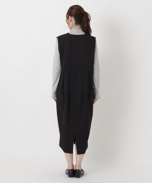one'sterrace（ワンズテラス）の「ポリツイル キーネックコクーンワンピース（ワンピース・レディース・ブラック系8・02）」の5枚目の写真
