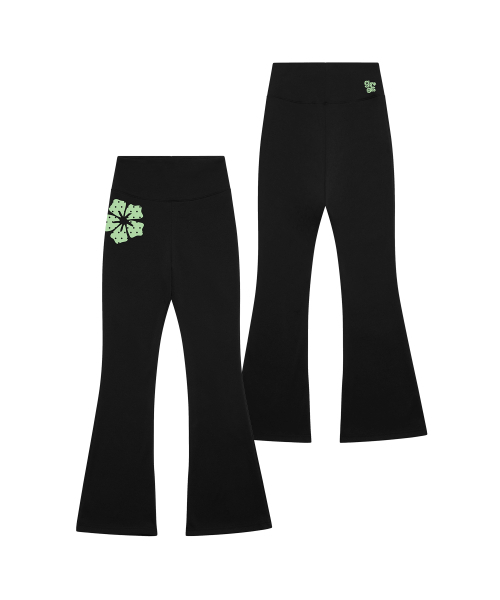 GRAVER（グレーバー）の「[WOMAN]ドットフラワーブーツカットパンツ_GREEN（スウェットパンツ・レディース・ブラック・ONE SIZE）」の3枚目の写真