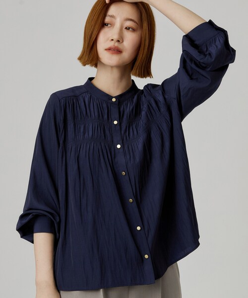 grove(グローブ)の「【お仕事◎】ヴィンテージサテンシャーリングブラウス(シャツ/ブラウス・レディース・ベビーピンク/ネイビー/ナチュラル・02/03/01/05/04)」の1枚目の写真