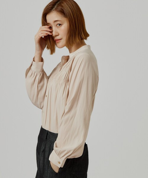 grove(グローブ)の「【お仕事◎】ヴィンテージサテンシャーリングブラウス(シャツ/ブラウス・レディース・ベビーピンク/ネイビー/ナチュラル・02/03/01/05/04)」の9枚目の写真