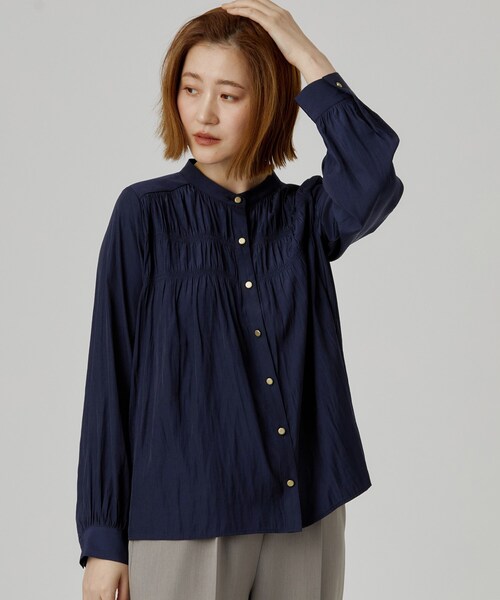 grove(グローブ)の「【お仕事◎】ヴィンテージサテンシャーリングブラウス(シャツ/ブラウス・レディース・ベビーピンク/ネイビー/ナチュラル・02/03/01/05/04)」の12枚目の写真