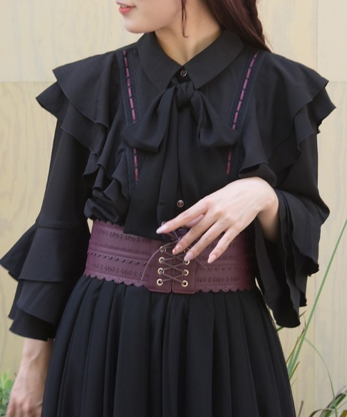 axes femme（アクシーズファム）の「ラッフルフリル姫袖ブラウス（シャツ/ブラウス・レディース・ホワイト/ブラック・FREE）」の2枚目の写真