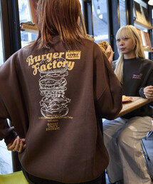 限定展開 Burger Factory × FREAK'S STORE / バーガーファクトリー 別注 ビッグシルエット バックプリント クルーネックスウェット