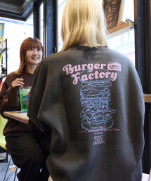 限定展開 Burger Factory × FREAK'S STORE / バーガーファクトリー 別注 ビッグシルエット バックプリント クルーネックスウェット