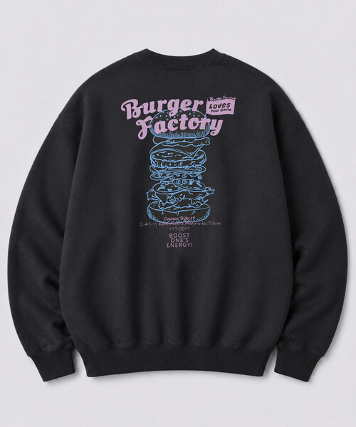 FREAK'S STORE(フリークスストア)の「限定展開 Burger Factory × FREAK'S STORE / バーガーファクトリー 別注 ビッグシルエット バックプリント クルーネックスウェット(スウェット・メンズ・グレー/ネイビー/チャコールグレー/ブラウン・SMALL/LARGE/MEDIUM)」の14枚目の写真