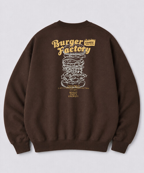 FREAK'S STORE(フリークスストア)の「限定展開 Burger Factory × FREAK'S STORE / バーガーファクトリー 別注 ビッグシルエット バックプリント クルーネックスウェット(スウェット・メンズ・グレー/ネイビー/チャコールグレー/ブラウン・SMALL/LARGE/MEDIUM)」の18枚目の写真