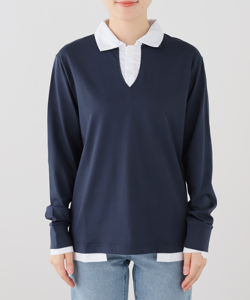 Gimaguas(ギマガス)の「gimaguas/ギマガス レイヤードポロ LUISLS2 LAYERS POLO(ポロシャツ・レディース・ネイビー・FREE)」の1枚目の写真