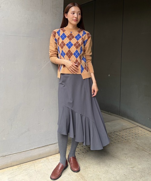LE CIEL BLEU（ルシェルブルー）の「アシンメトリックヘムスカート / Asymmetric Hem Skirt（スカート・レディース・ブラック/チャコールグレー・34/36/38）」の2枚目の写真