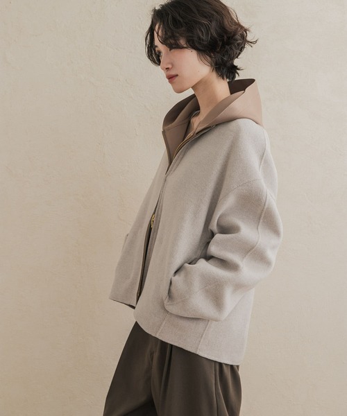 URBAN RESEARCH DOORS(アーバンリサーチドアーズ)の「ウールリバーZIPノーカラーコート(その他アウター・レディース・ネイビー/グレー系その他/ベージュ系その他・FREE)」の3枚目の写真