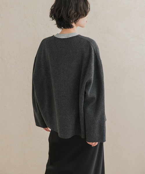 URBAN RESEARCH DOORS(アーバンリサーチドアーズ)の「ウールリバーZIPノーカラーコート(その他アウター・レディース・ネイビー/グレー系その他/ベージュ系その他・FREE)」の6枚目の写真