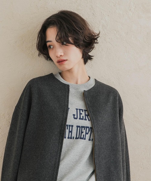 URBAN RESEARCH DOORS(アーバンリサーチドアーズ)の「ウールリバーZIPノーカラーコート(その他アウター・レディース・ネイビー/グレー系その他/ベージュ系その他・FREE)」の7枚目の写真