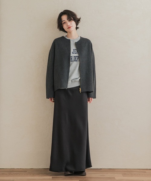 URBAN RESEARCH DOORS(アーバンリサーチドアーズ)の「ウールリバーZIPノーカラーコート(その他アウター・レディース・ネイビー/グレー系その他/ベージュ系その他・FREE)」の9枚目の写真