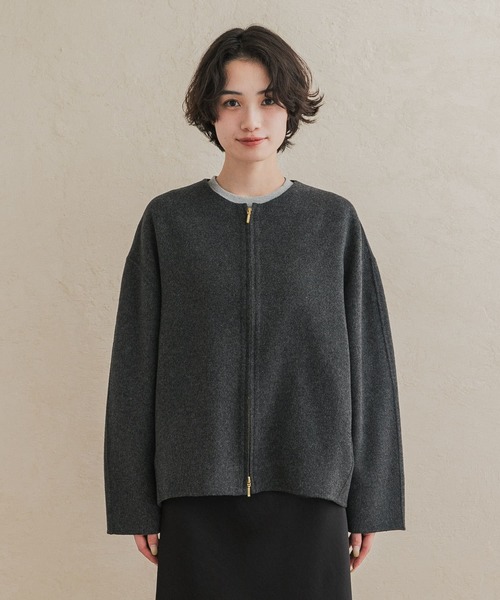 URBAN RESEARCH DOORS(アーバンリサーチドアーズ)の「ウールリバーZIPノーカラーコート(その他アウター・レディース・ネイビー/グレー系その他/ベージュ系その他・FREE)」の11枚目の写真