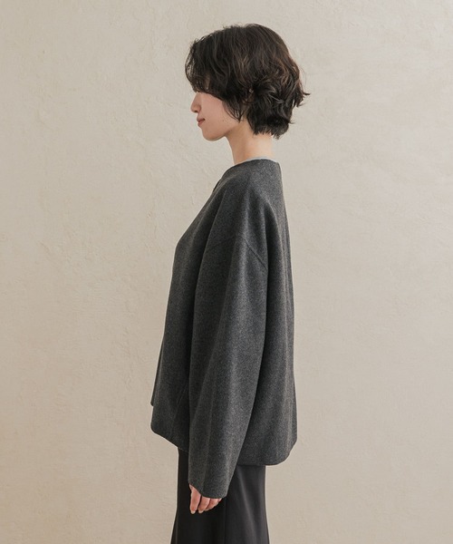 URBAN RESEARCH DOORS(アーバンリサーチドアーズ)の「ウールリバーZIPノーカラーコート(その他アウター・レディース・ネイビー/グレー系その他/ベージュ系その他・FREE)」の12枚目の写真