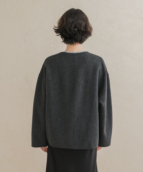 URBAN RESEARCH DOORS(アーバンリサーチドアーズ)の「ウールリバーZIPノーカラーコート(その他アウター・レディース・ネイビー/グレー系その他/ベージュ系その他・FREE)」の13枚目の写真