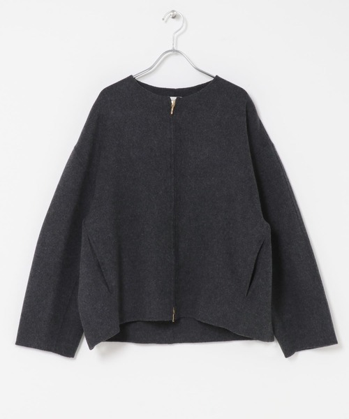 URBAN RESEARCH DOORS(アーバンリサーチドアーズ)の「ウールリバーZIPノーカラーコート(その他アウター・レディース・ネイビー/グレー系その他/ベージュ系その他・FREE)」の14枚目の写真