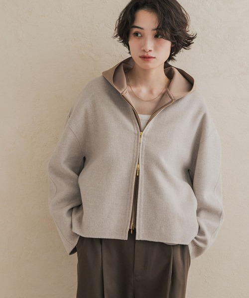 URBAN RESEARCH DOORS(アーバンリサーチドアーズ)の「ウールリバーZIPノーカラーコート(その他アウター・レディース・ネイビー/グレー系その他/ベージュ系その他・FREE)」の19枚目の写真
