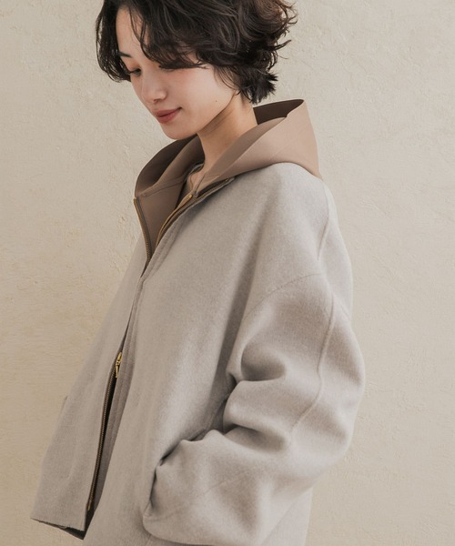 URBAN RESEARCH DOORS(アーバンリサーチドアーズ)の「ウールリバーZIPノーカラーコート(その他アウター・レディース・ネイビー/グレー系その他/ベージュ系その他・FREE)」の22枚目の写真