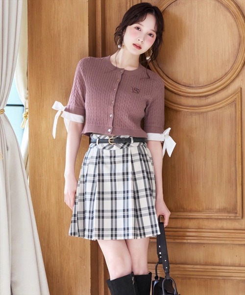 WILLSELECTION(ウィルセレクション)の「ベルト付きタックプリーツミニスカート(スカート・レディース・ブラック系その他/ボルドー/ホワイト系その他・FREE)」の2枚目の写真