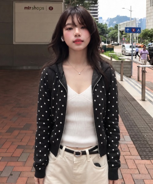 ViViDAY(ビビデー)の「フードジップニットカーディガン(カーディガン/ボレロ・レディース・ブラック・M)」の7枚目の写真