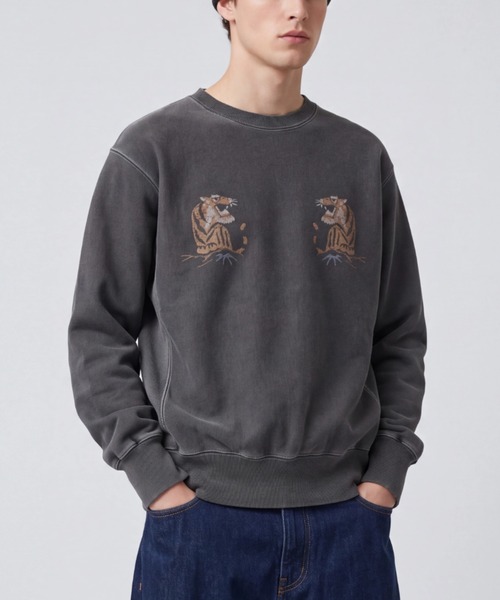 HOUSTON(ヒューストン)の「【UT214】【HOUSTON/ヒューストン】PIGMENT R/W SWEAT SHIRT TIGER 22462(スウェット・メンズ・ブラック・LARGE/X-LARGE/MEDIUM)」の1枚目の写真