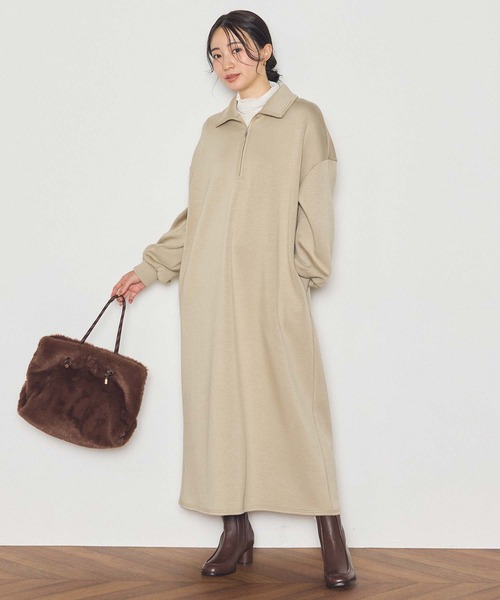 Gready Brilliant(グレディブリリアン)の「裏起毛衿ハーフジップワンピース(ワンピース・レディース・チャコールグレー/ベージュ・FREE)」の14枚目の写真