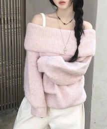 2WAY オフショルダータートルネックニットプルオーバー