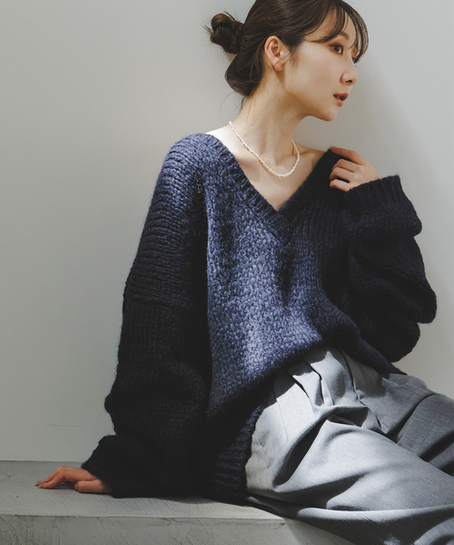 TRICOTS JEAN MARC(トリコットジーンマルク)の「《追加・別注》TRICOTS JEAN MARC/トリコットジーンマルク 2WAYボリュームニット(ニット/セーター・レディース・ピンク/パープル/ホワイト/ネイビー・FREE)」の2枚目の写真
