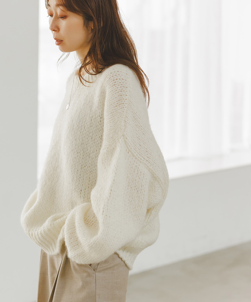 TRICOTS JEAN MARC(トリコットジーンマルク)の「《追加・別注》TRICOTS JEAN MARC/トリコットジーンマルク 2WAYボリュームニット(ニット/セーター・レディース・ピンク/パープル/ホワイト/ネイビー・FREE)」の5枚目の写真