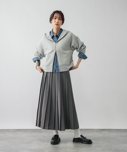 GLOBAL WORK(グローバルワーク)の「ワイドプリーツスカート/814113(スカート・レディース・ダークブラウン/グレー/ブラック系その他・LARGE/MEDIUM)」の9枚目の写真