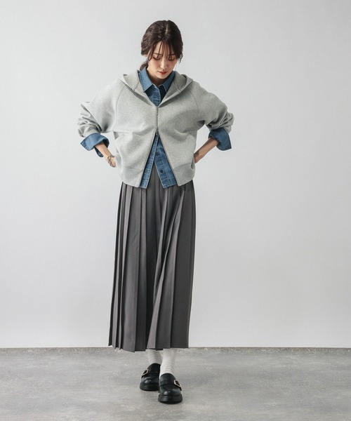 GLOBAL WORK(グローバルワーク)の「ワイドプリーツスカート/814113(スカート・レディース・ダークブラウン/グレー/ブラック系その他・LARGE/MEDIUM)」の10枚目の写真