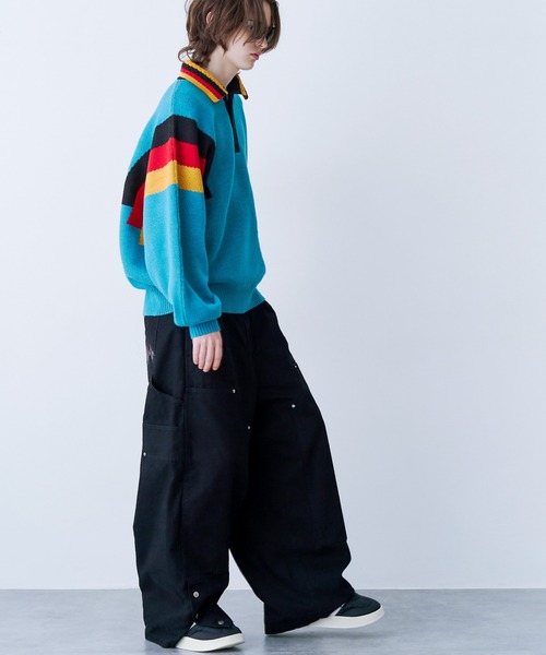 SeeSew(シーソー)の「【UNISEX】DOUBLE KNEE CURVE PANTS/ダブルニーカーブパンツ(その他パンツ・メンズ・ブラック/ライトブラウン・M/L)」の4枚目の写真