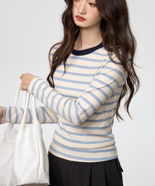 Bifrost(ビフレスト)の「ボーダー長袖 T シャツ(Tシャツ/カットソー・レディース・イエロー/ブルー・M/L)」の11枚目の写真