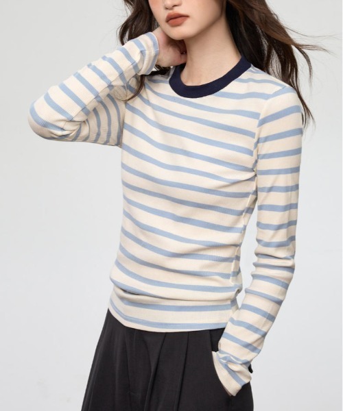 Bifrost(ビフレスト)の「ボーダー長袖 T シャツ(Tシャツ/カットソー・レディース・イエロー/ブルー・M/L)」の10枚目の写真