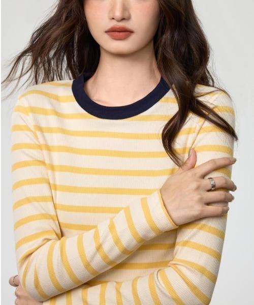 Bifrost(ビフレスト)の「ボーダー長袖 T シャツ(Tシャツ/カットソー・レディース・イエロー/ブルー・M/L)」の6枚目の写真