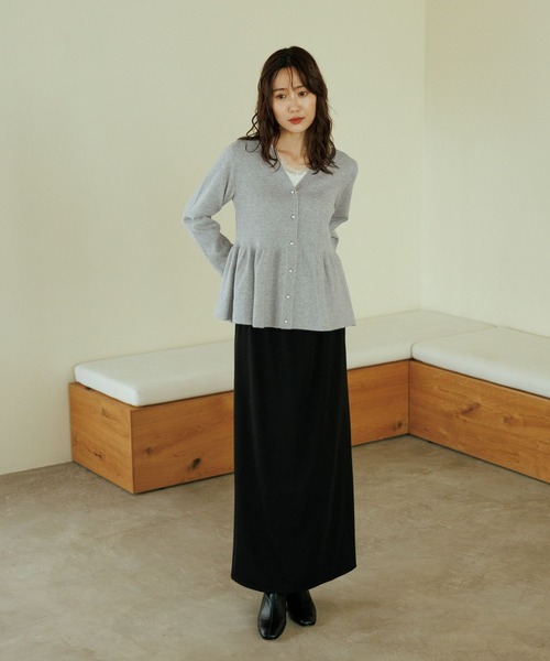 GLOBAL WORK(グローバルワーク)の「カシミヤタッチペプラムカーディガン/812956(カーディガン/ボレロ・レディース・チャコールグレー/ライトグレー/ワインレッド・LARGE/MEDIUM/SMALL)」の5枚目の写真