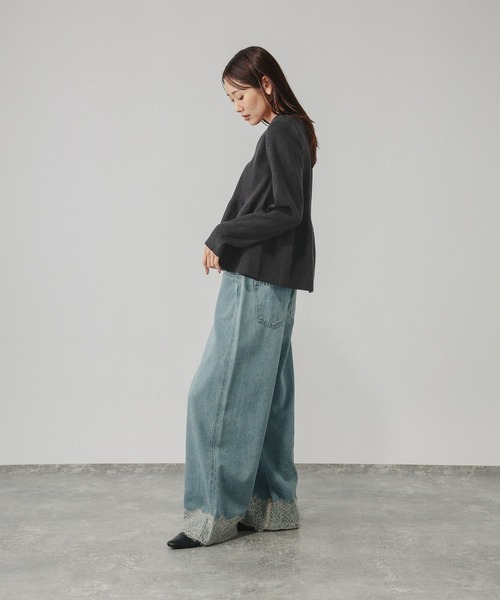 GLOBAL WORK(グローバルワーク)の「カシミヤタッチペプラムカーディガン/812956(カーディガン/ボレロ・レディース・チャコールグレー/ライトグレー/ワインレッド・LARGE/MEDIUM/SMALL)」の11枚目の写真