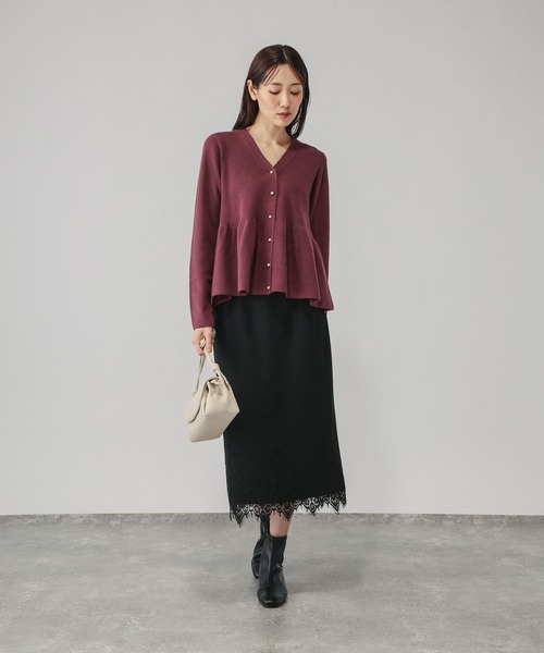 GLOBAL WORK(グローバルワーク)の「カシミヤタッチペプラムカーディガン/812956(カーディガン/ボレロ・レディース・チャコールグレー/ライトグレー/ワインレッド・LARGE/MEDIUM/SMALL)」の20枚目の写真