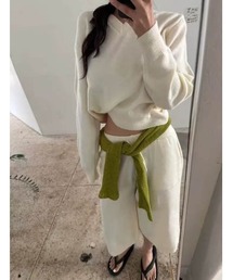 FAVORITO（ファヴォリート）の「ニットVネックトップスガウチョパンツセットアップ（セットアップ）」