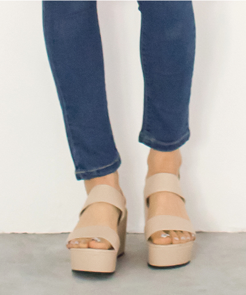 Re:EDIT（リエディ）の「ダブルベルトウェッジソールサンダル[Re:EDIT/リエディ][春夏新作]（サンダル・レディース・ブラック/ホワイト/ベージュ/ベージュ系その他/ネイビー/パイソン/シルバー/ブラック系その他/グレー系その他/ブルー系その他・X-SMALL/SMALL/MEDIUM/LARGE/X-LARGE/XX-LARGE）」の6枚目の写真